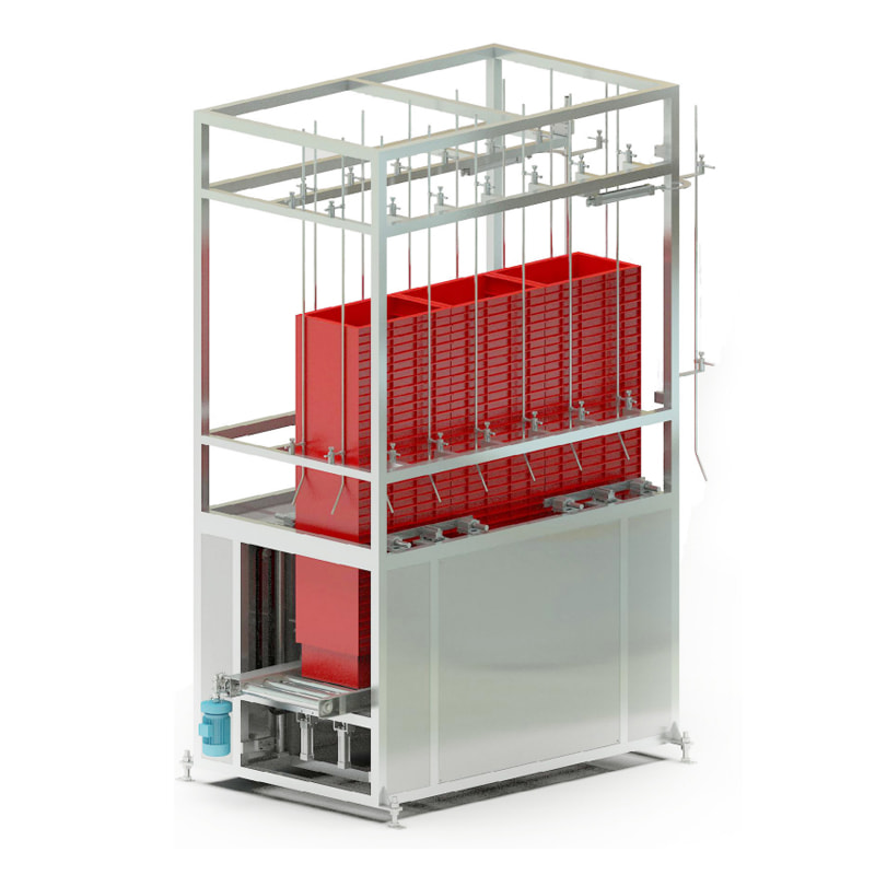 Kistenstapelmaschine (Entstapelmaschine).